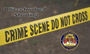 crime scene tape appears across a photo with gbi logo for investigation of officer-involved shooting