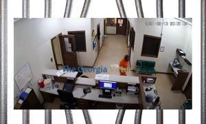 screen cap from video footage in which a screven co inmate escapes from the jail