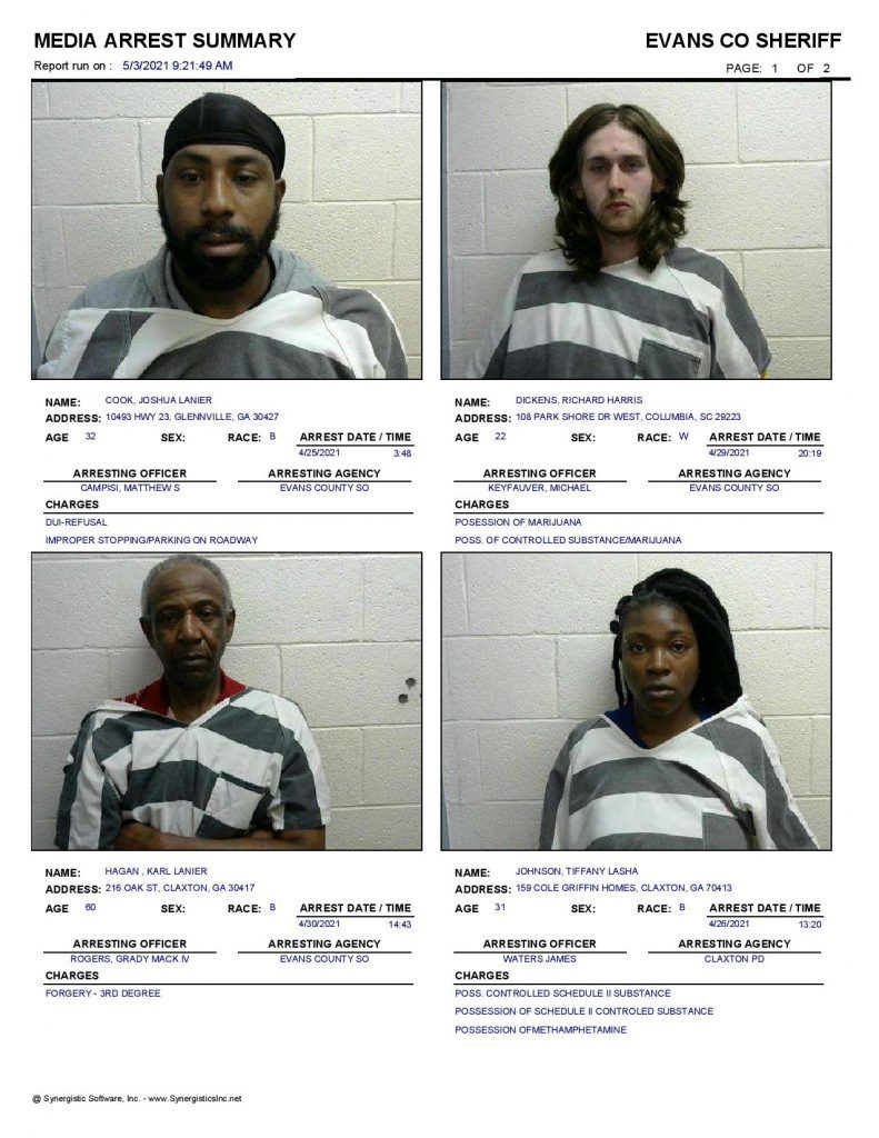 Evans Co. Jail & Incident Report May 3, 2021 The Virtue
