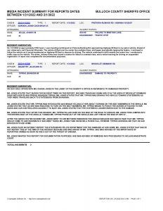 Bulloch Booking 02/01/22 incident page one