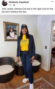 Defense Attorney Kimberly Copeland shows her support for Johnson