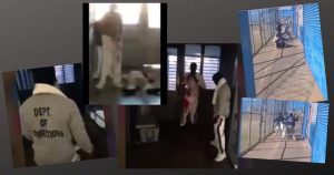 Collage images of Ware State Prison Violence in February 2022