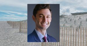 Senator Ossoff pictured in front of Tybee Island beach, location of storm surge