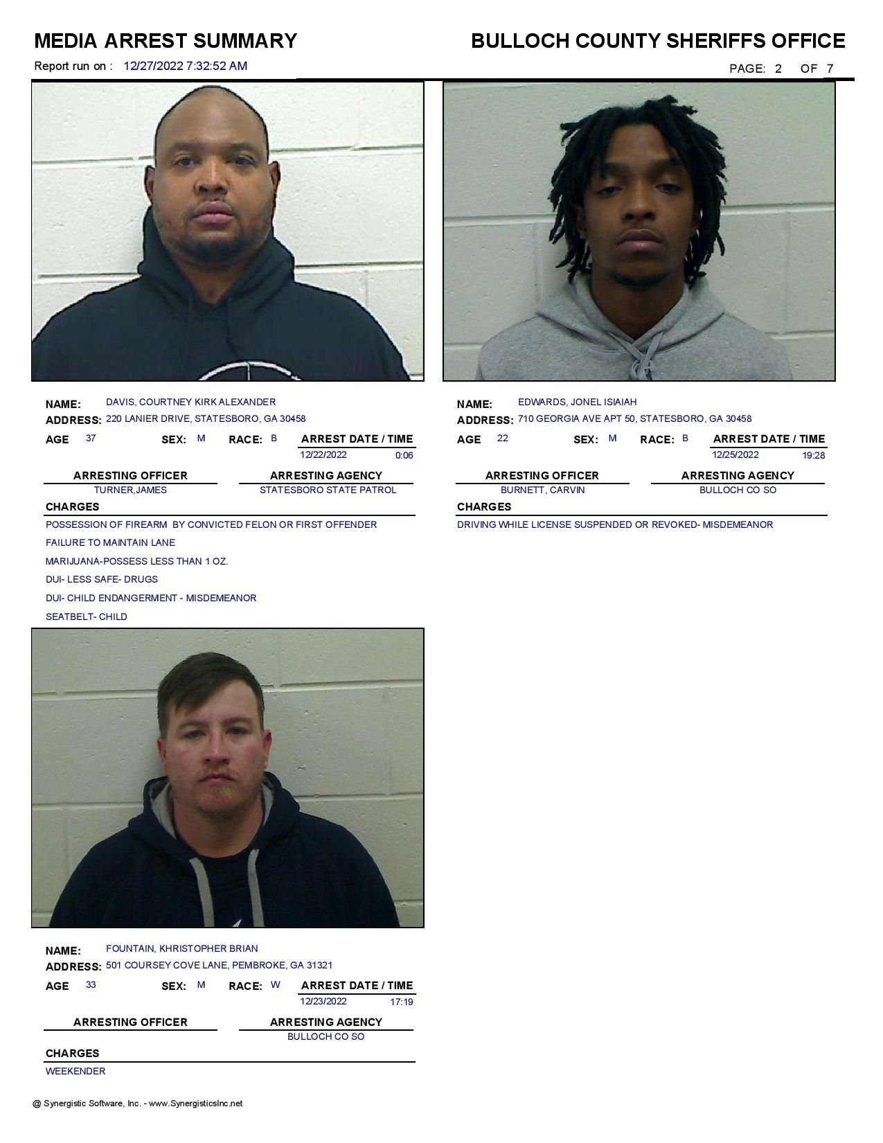 Bulloch Co. Jail Booking & Incident Report 12/27/22 • The Virtue