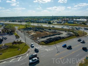 Drone photo of the former IHOP location on US Highway 80 in statesboro,ga during demolition.