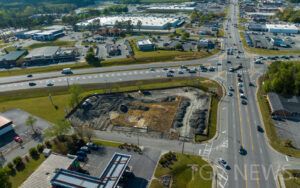 Drone photo of the former IHOP location on US Highway 80 in statesboro,ga during demolition.