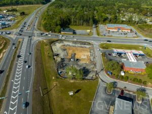 Drone photo of the former IHOP location on US Highway 80 in statesboro,ga during demolition.