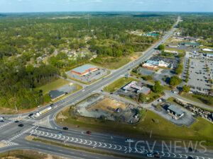 Drone photo of the former IHOP location on US Highway 80 in statesboro,ga during demolition.